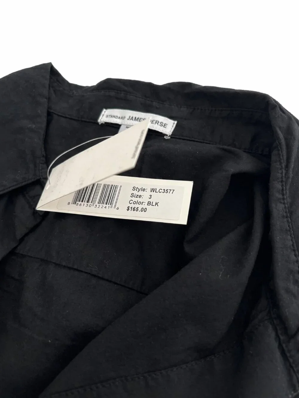 James Perse Black Shirt Size 3 Stretch Side Panels Chic Minimalist Top - Picture 6 of 6